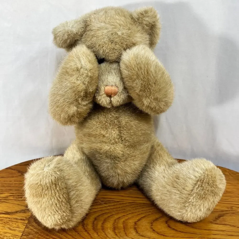 Peek A Boo Pals Teddy Bear Plush Magnetic Hands Jointed Tan 14